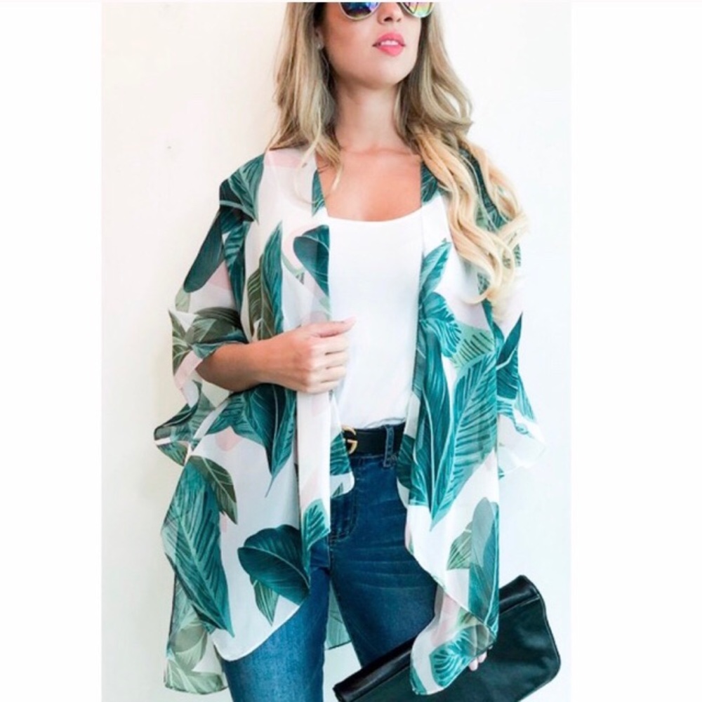 Tropical Print Kimono ๐ - Picture 2 of 4